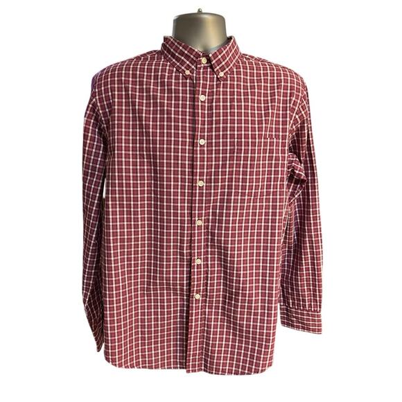 Narragansett Traders Red and White Checked Long Sleeve Cotton Button Down Size L - Picture 1 of 8